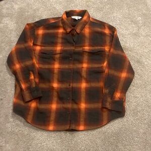 Old Navy Men's Casual Plaid Shirt - Orange and Black